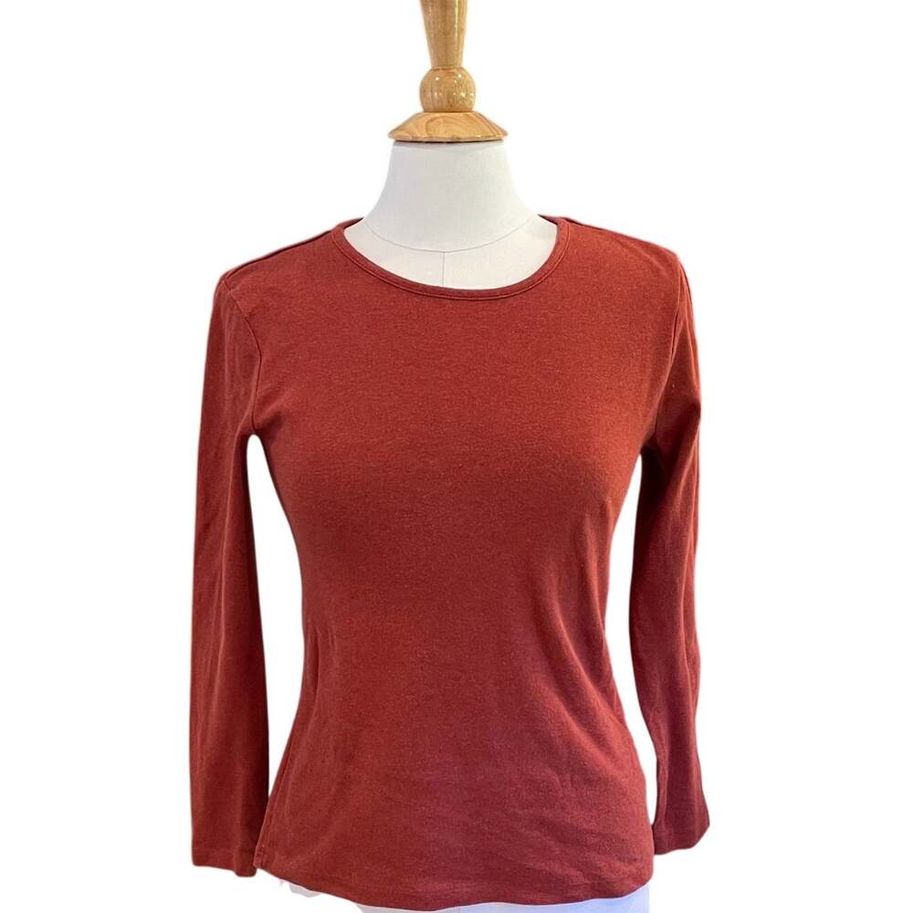 Croft & Barrow Burnt Orange / Red Long Sleeve Pima Cotton T-Shirt, Autumnal, S